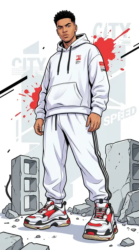 A dynamic full-body urban illustration of a man (use the exact face from the pro - AI生成图片 2