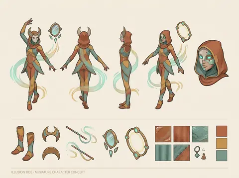 A masked carnival acrobat known as Illusion Tide, rendered as an isometric minia - AI生成图片 3