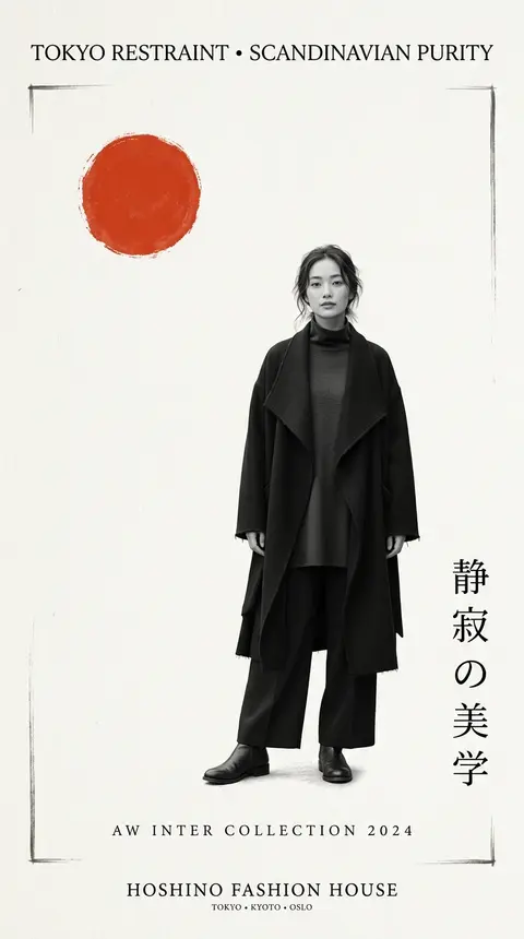 A high-end Japanese fashion house poster merging Tokyo restraint with Scandinavi - AI生成图片 3
