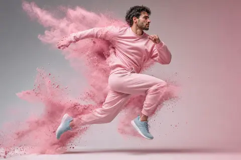 A hyper-realistic studio photograph of a male athlete mid-air as if running or j - AI生成图片 2