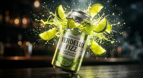 Ultra-cinematic beverage advertising shot of a sparkling lime soda can from the - AI生成图片 3