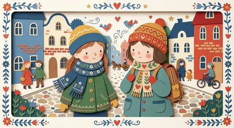 Reimagine the entire image as one unified Decorative Folk Flat Illustration, mer - AI生成图片 1