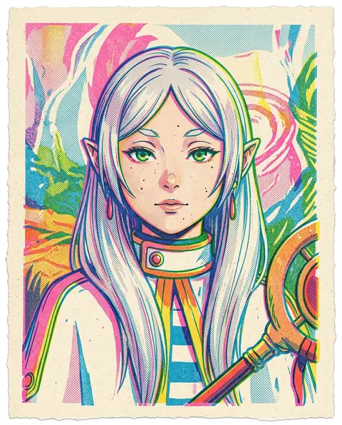 9:16 vertical Risograph poster illustration, fluorescent overprint misregistrati - AI生成图片 1
