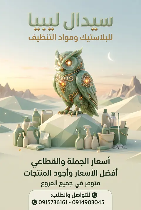 تصميم منشور سوشيال ميديا إعلاني احترافي لمتجر "سيدال ليبيا" لبيع البلاستيك ومواد - AI生成图片 1