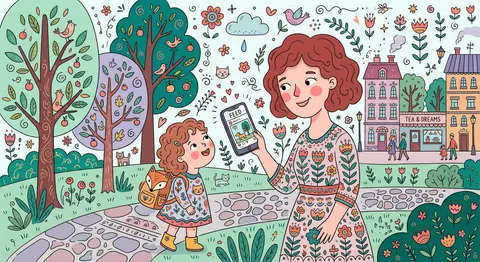 Transform this scene into a whimsical folk flat illustration with doodle accents - AI生成图片 4