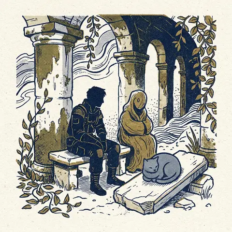 An intimate, quiet portrait of a solitary lighthouse keeper resting within ancie - AI生成图片 2