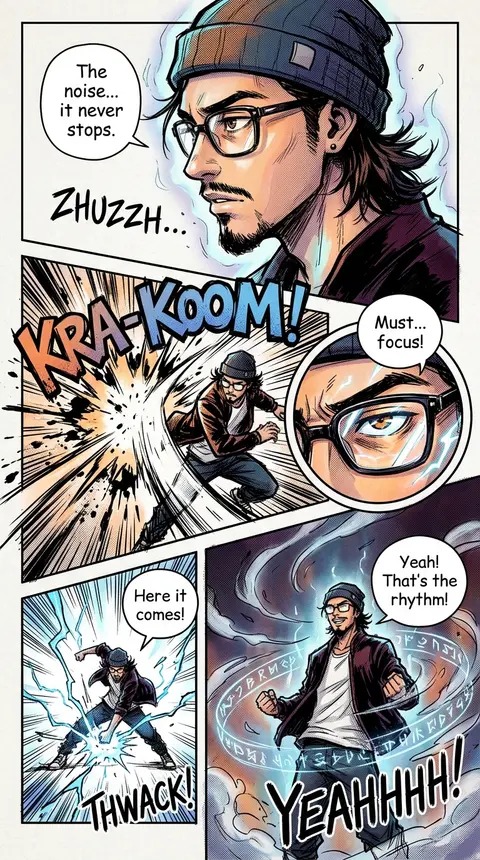 Create a full-page colored manga illustration centered on the distinctive indivi - AI生成图片 2