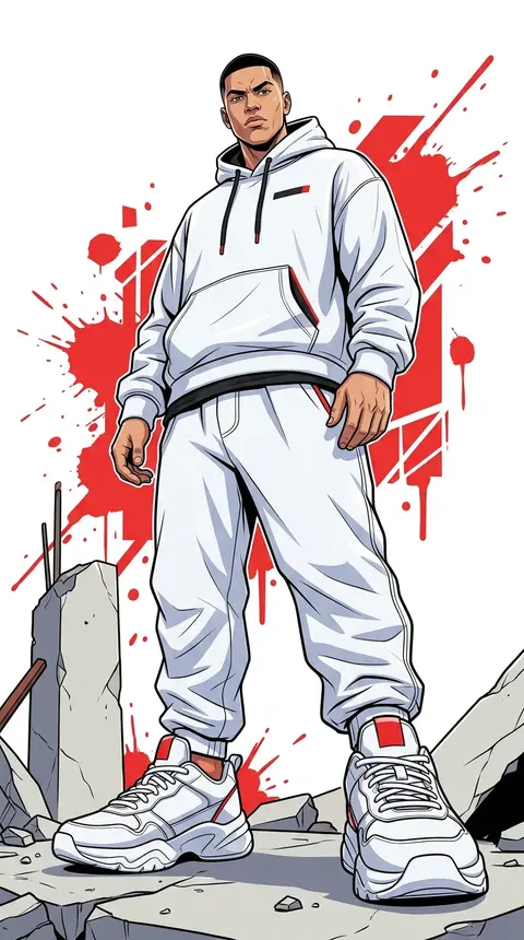 A dynamic full-body urban illustration of a man (use the exact face from the pro - AI生成图片 1