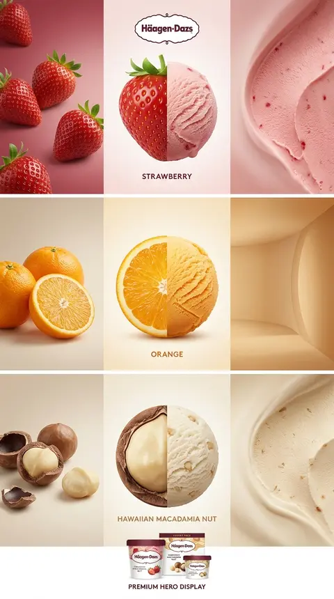 Create an ultra-premium vertical Häagen-Dazs flagship flavor campaign poster, pr - AI生成图片 4
