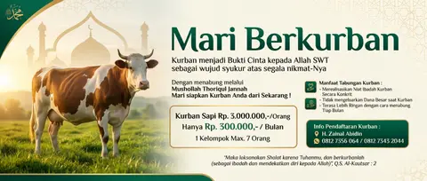 Poster panorama 4K rasio 2:1 untuk promosi arisan tabungan kurban sapi, komposis - AI生成图片 1