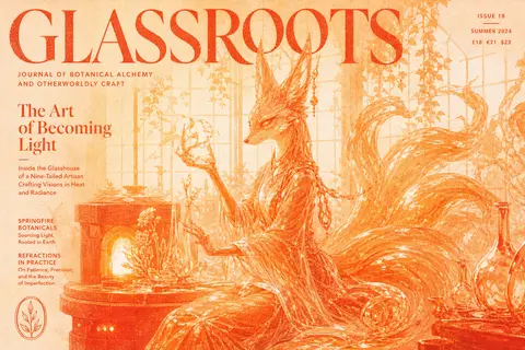 Editorial cover art of a mythical nine-tailed fox spirit poised within a radiant - AI生成图片 1