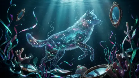 full-body cinematic composition, a wolf made of constellations with luminous sta - AI生成图片 1