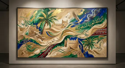 Saudi abstract illustration, contemporary Saudi art, abstract interpretation of - AI生成图片 2