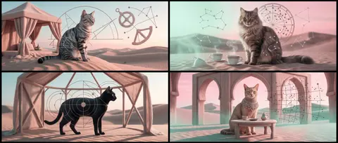 2x2 grid, 16:9 widescreen composition, four distinct panels featuring legendary - AI生成图片 2