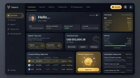 一张高端暗色系加密金融管理后台 UI 设计图，16:9 横版展示，置于深灰色磨砂背景上，整体为居中的超宽圆角仪表盘界面，风格现代、精致、拟物轻玻璃感、带柔和阴影 - AI生成图片 3