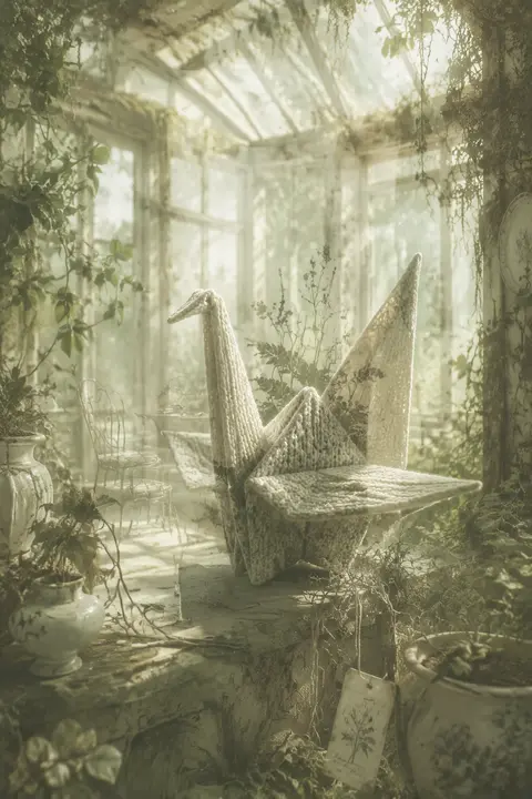 a living origami paper crane animated by quiet longing, perched among climbing v - AI生成图片 2