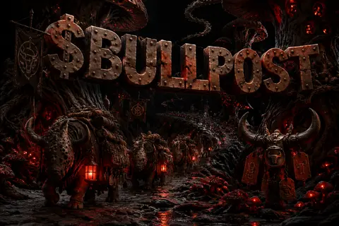 $BULLPOST emblazoned across a moonless bioluminescent forest canopy, rendered as - AI生成图片 3