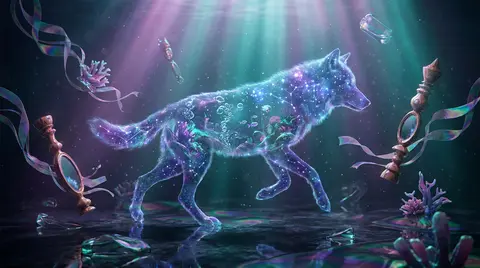 full-body cinematic composition, a wolf made of constellations with luminous sta - AI生成图片 2