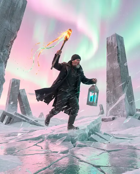 masterpiece, best quality, full body view of a weather-beaten lighthouse keeper - AI生成图片 3
