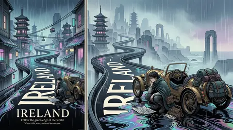 Ultra-premium vertical destination poster for a futuristic rainy archipelago cap - AI生成图片 1