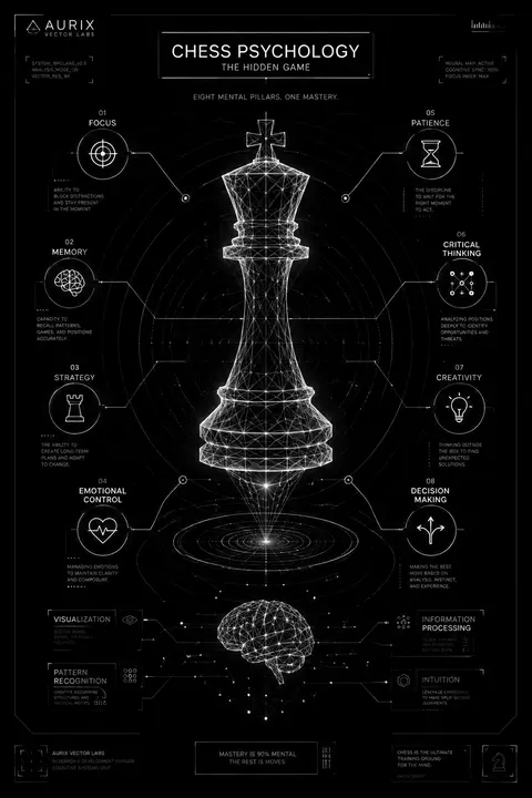 Ultra-minimal chess psychology infographic in a futuristic minimalist style. A c - AI生成图片 2