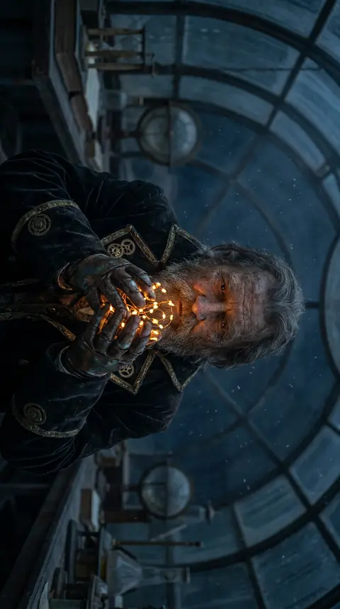 A close, hush-filled portrait of an elderly celestial horticulturist aboard a we - AI生成图片 2