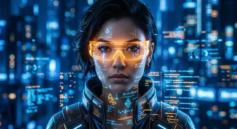 Ultra-detailed cinematic portrait of a brilliant young woman in a sleek cyberpun - AI生成图片 2