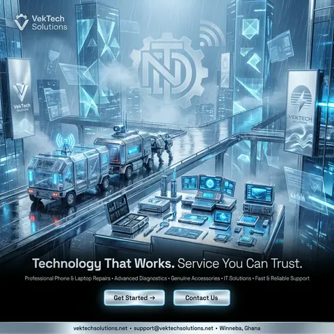 Premium website hero poster for **VekTech Solutions x Next Door Tech**, radicall - AI生成图片 1