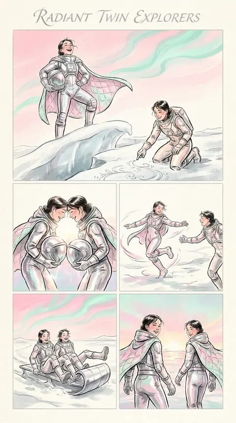 A radiant six-panel editorial composition in a precise vertical gallery layout, - AI生成图片 2