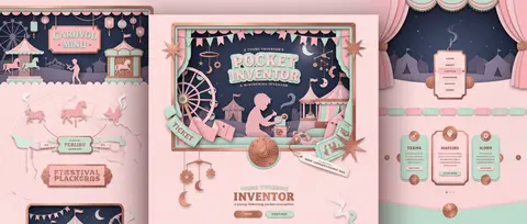 Premium creative website interface, centered on a young tinkering inventor wande - AI生成图片 1