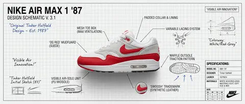 A pristine Nike Air Max 1 sneaker floats in a high-key studio environment, rende - AI生成图片 3