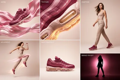 cinematic 6-frame grid (3x2), ultra-premium campaign for Apex Athletics Air Puls - AI生成图片 3