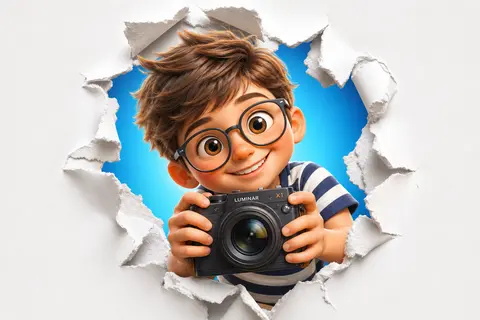 A charming stylized 3D cartoon child named Milo Wren, with oversized expressive - AI生成图片 1