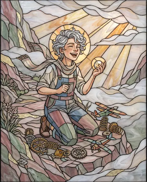 A jubilant teenage inventor with copper-flecked freckles and a cloud of wind-tos - AI生成图片 1