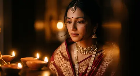 A hyper-photorealistic cinematic soft-focus portrait of Priyasha Devani, draped - AI生成图片 3