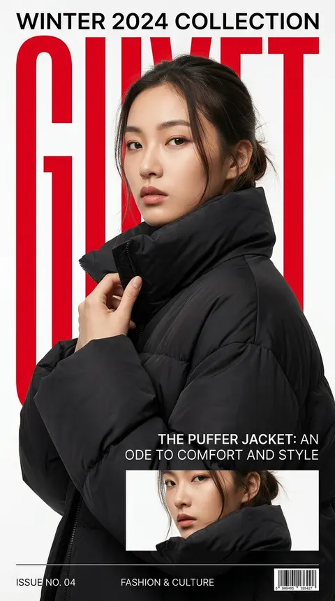A bold fashion editorial poster featuring a young woman model in a close-up half - AI生成图片 3