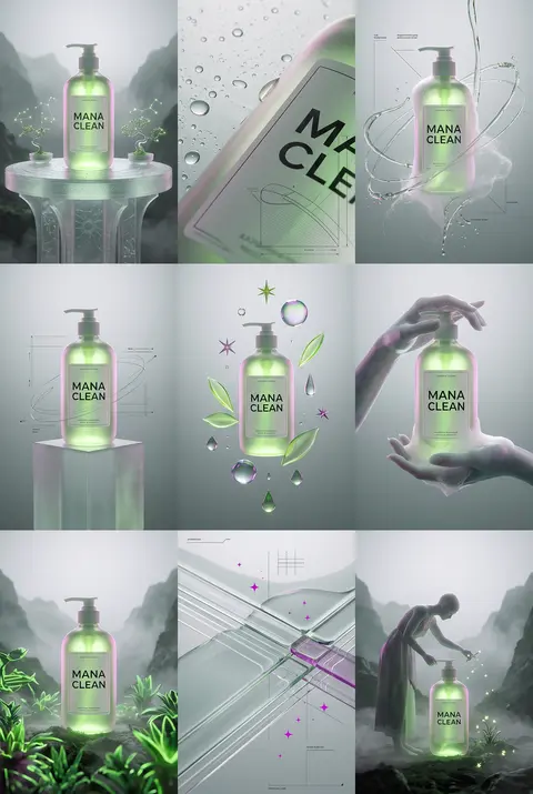 Cuadrícula 3×3, relación 3:4, campaña visual de lujo reinterpretada como un atla - AI生成图片 2
