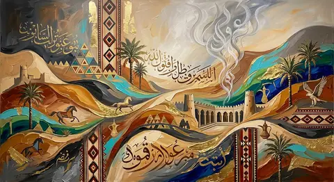 Contemporary Arabian abstract illustration in a refined Gulf fine-art style, an - AI生成图片 3