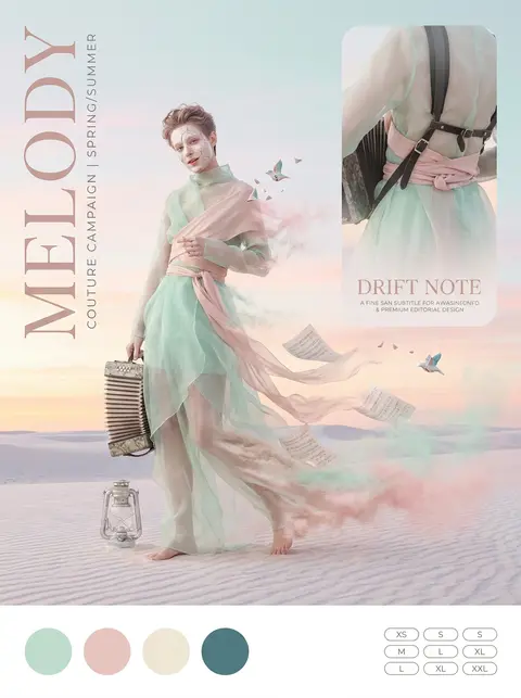 Whimsical couture campaign poster, double-exposure photography, pastel candy pin - AI生成图片 2
