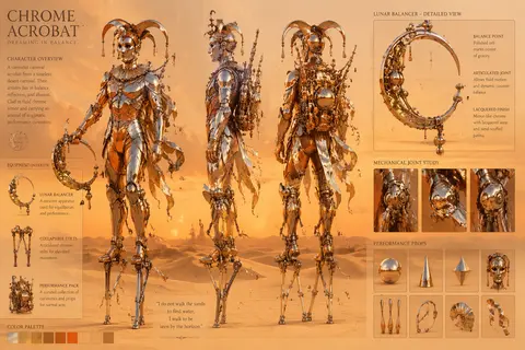 A dreamlike surrealist photo collage character design sheet featuring a masked c - AI生成图片 2
