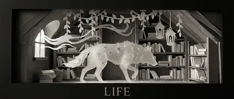 Premium editorial campaign portrait of an ancient celestial wolf formed from tin - AI生成图片 2