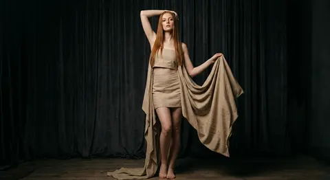 A striking editorial fashion portrait of a young fair-skinned woman with long, s - AI生成图片 3
