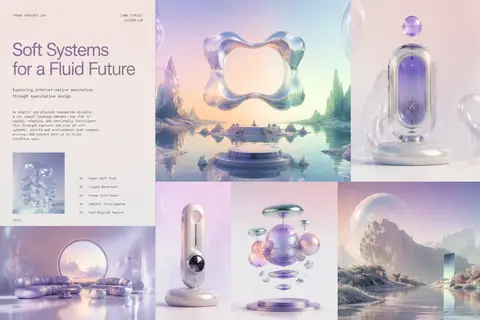 Trend-forecast editorial collage exploring internet-native AI design language, f - AI生成图片 1