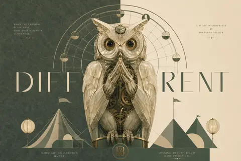 Luxury editorial campaign poster featuring a clockwork owl as the central figure - AI生成图片 1