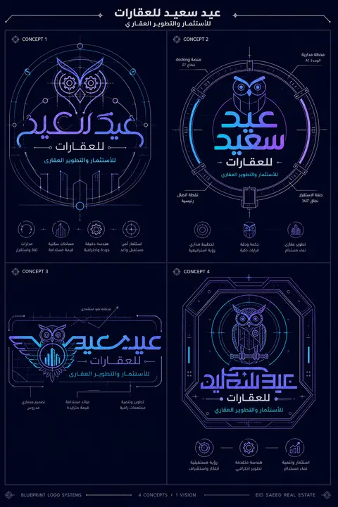 single presentation sheet showing 4 radically different Arabic logo concepts for - AI生成图片 1