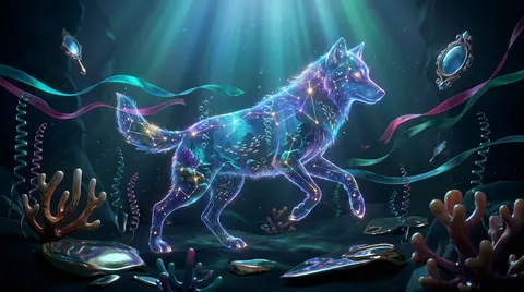 full-body cinematic composition, a wolf made of constellations with luminous sta - AI生成图片 3