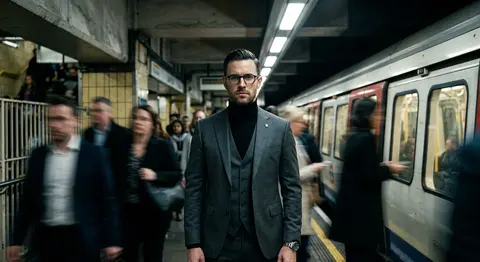 Cinematic portrait of Adrian Vale, a sharply dressed urban strategist, standing - AI生成图片 4