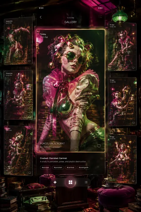 Square frame, double-exposure fashion editorial staged as a luxury phone gallery - AI生成图片 3