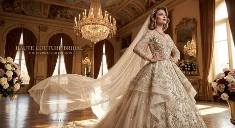Luxury haute couture bridal fashion campaign inspired by elite Vogue, Dior, Saby - AI生成图片 2