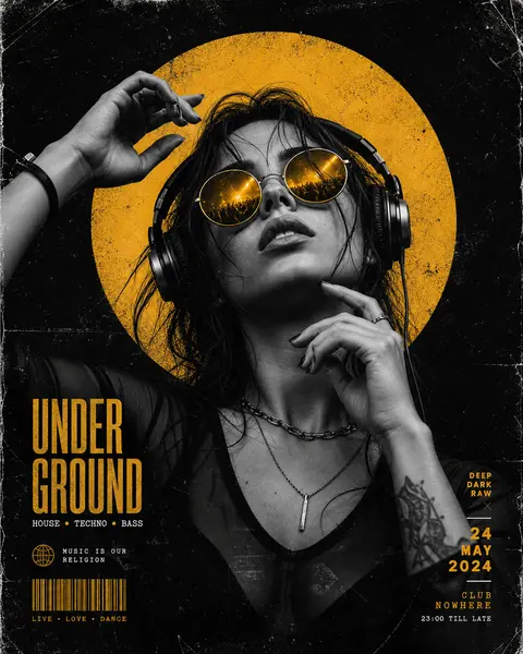 Create a dark, high‑contrast poster with a moody, underground club aesthetic. Th - AI生成图片 1